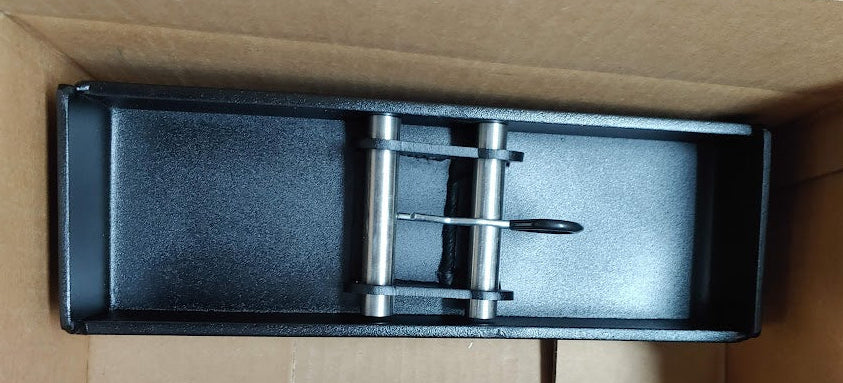 lock box painted black with stainless pins