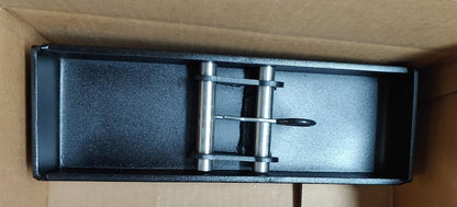 lock box painted black with stainless pins